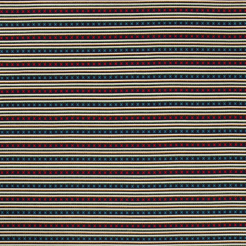 Kit Kemp Criss Cross Striped Fabric in Indigo